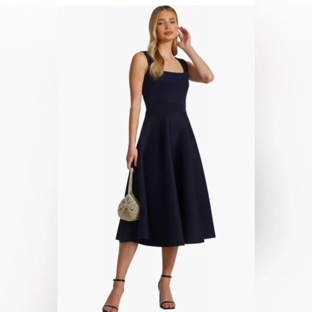 Chic Midnight Blue Midi Dress
